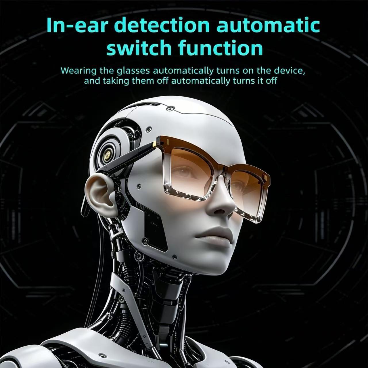 Half Frame Smart Bluetooth-compatible Sunglasses, Hands-Free Call Touch Control, Anti-Glare Lenses, Daily Commute Driving Glasses