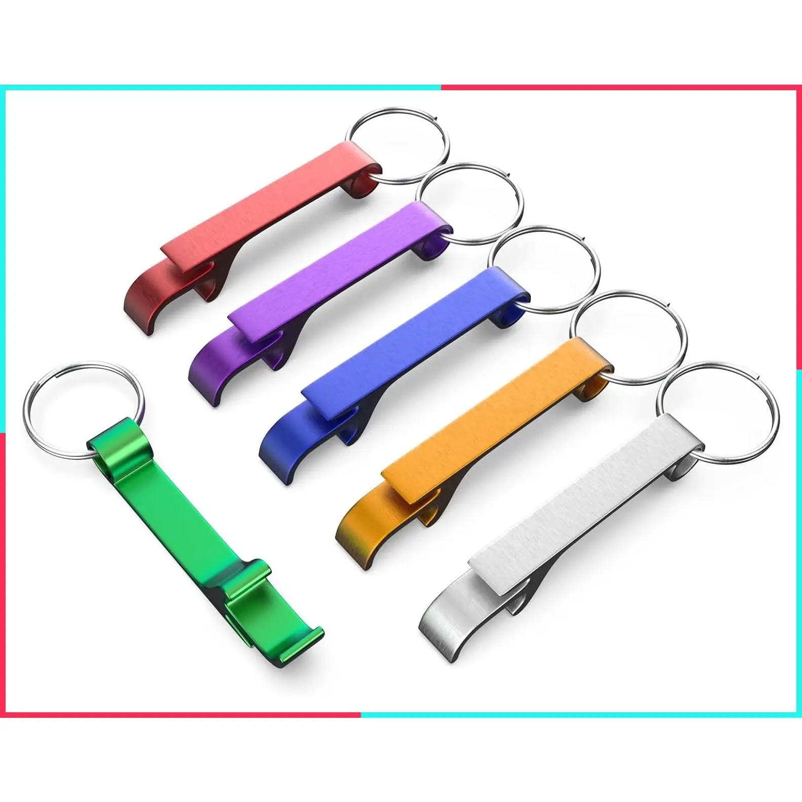 6 Pack Aluminum Alloy Bottle Opener Keychain, Pocket Beer Bar Tool Set