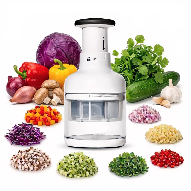 Manual Multifunctional Vegetable Chopper with Container & Lid, Handheld Food Cutter Dicer for Onion Garlic Nuts Fruits Veggies Salad, BPA Free Easy Clean Dishwasher Safe Kitchen Gadget for Efficient Healthy Meal Prep, Vegetables Chopper