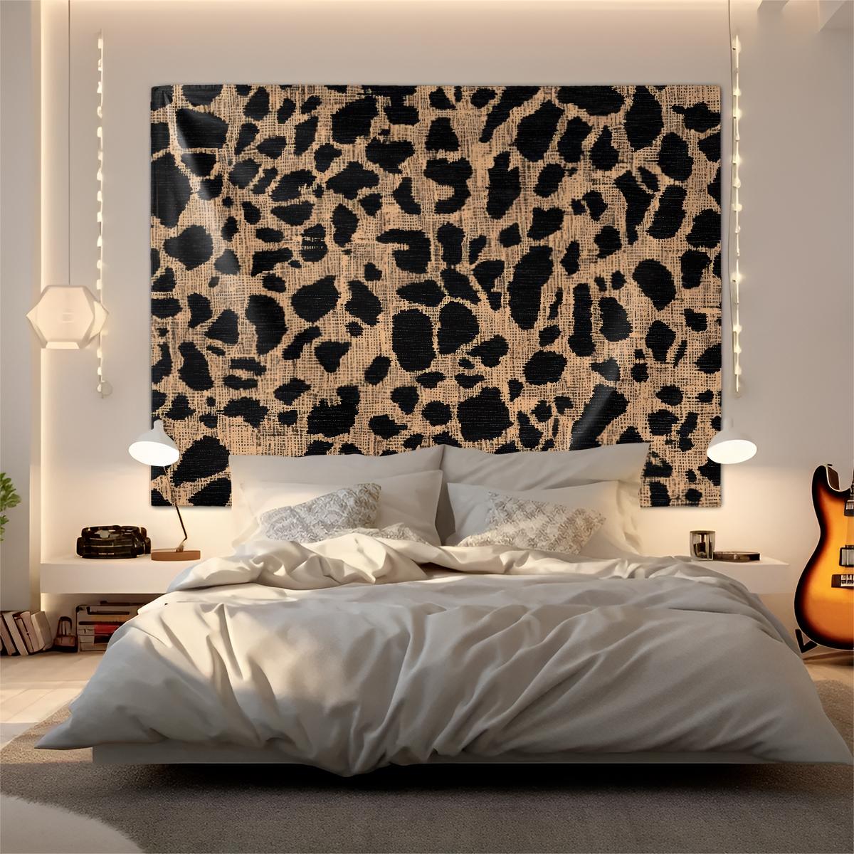 Wild Texture Leopard Print Tapestry, Premium Flannel with Great Drape,  Nails Trendy Vibes as Binge-Watching Backdrop or Accent Wall Decor, Ideal Gift