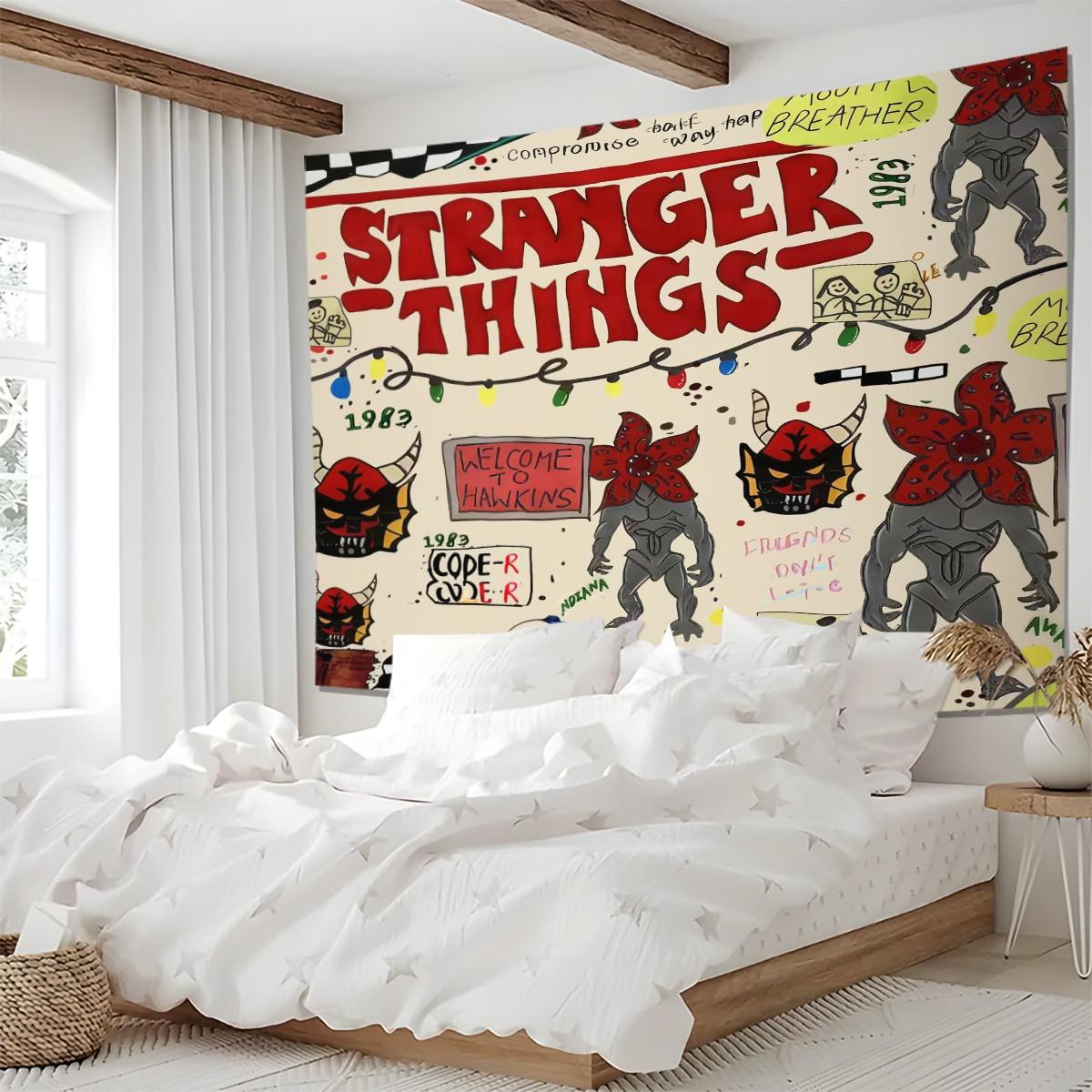 1x Stranger Things Party Backdrop Banner Tapestry Photo Prop Room Wall Decoration Fan Gift Party Supplies Use As Curtains, Tablecloths, Dorm Decor, Picnic Sheets, Blankets, Or Sofa Covers