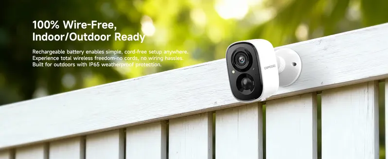 CINMOORE 2.5K Cordless Wireless Security Camera - Magnetic Mount Indoor/Outdoor Smart Home Gadget, Free Installation, HD Video, Full-Color Night Vision, Motion Detection, Wi-Fi, 2-Way Audio, Smartphone Control, Manufacturer Warranty, Monitor Capability