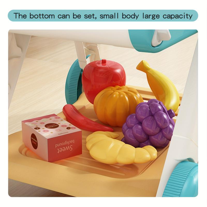 26pcs Kids Shopping Cart Trolley Play Set with Pretend Food and Accessories, Perfect Birthday Gifts for Ages 3+ Pretend Play and Role-Playing Games