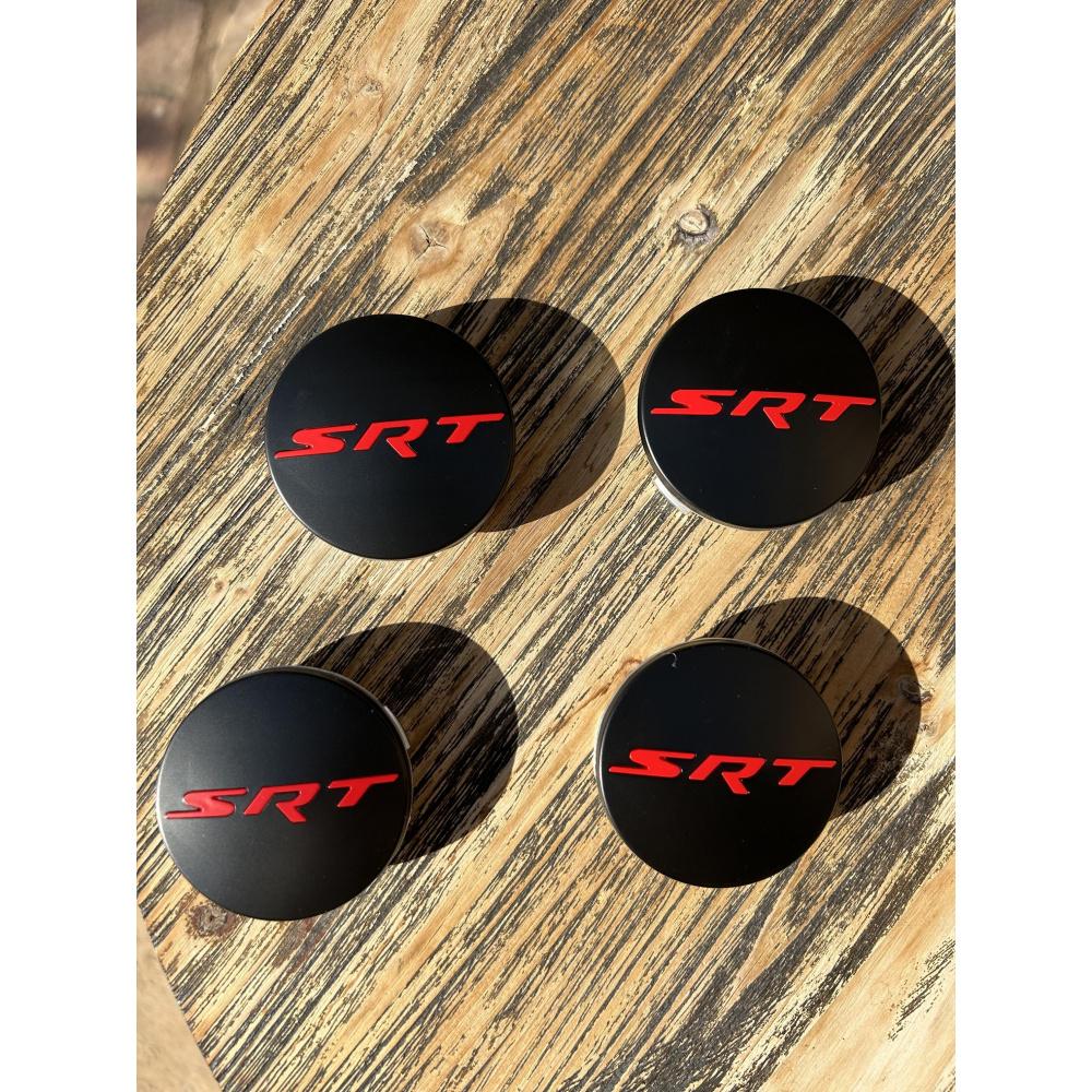 4PC SRT Wheel Center Hub Rim Caps Emblem For 2011-2022 Dodge Charger Challenger Jeep Grand Cherokee