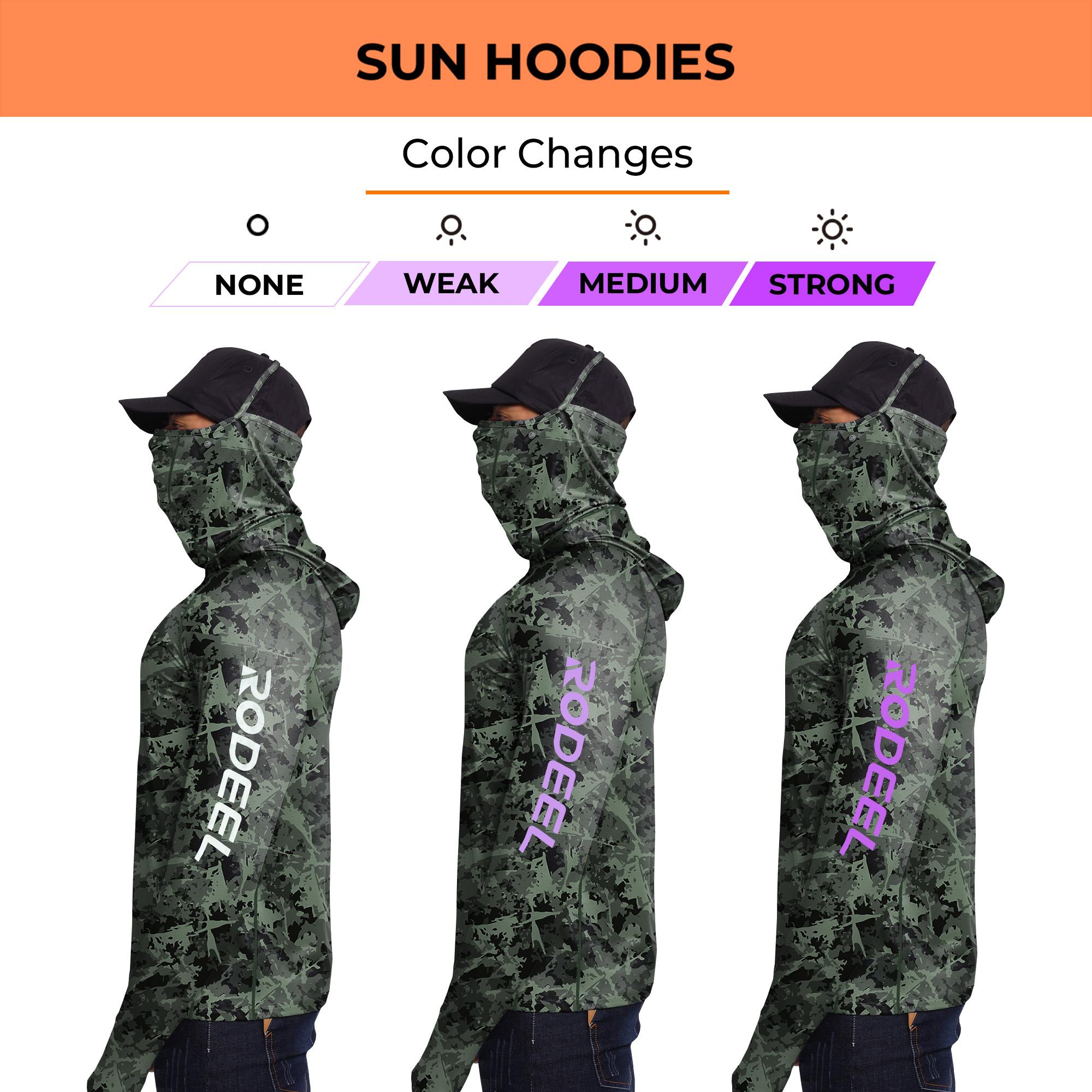 【RODEEL】934 Sun Hoodie Shirts w/ UV Detection Mask Neck Gaiter Thumbhole Men UPF 100+ Sun Protection Long Sleeve Lightweight Quick Dry Moisture Wicking Breathable Cooling Athletic Activewear for Outdoor Sports Fishing Construction Roofing, Holiday Gift 【RODEEL】934 Sun Hoodie Shirts w/ UV Detection Mask Neck Gaiter Thumbhole Men UPF 100+ Sun Protection Long Sleeve Lightweight Quick Dry Moisture Wicking Breathable Cooling Athletic Activewear for Outdoor Sports Fishing Construction Roofing, Holiday Gift