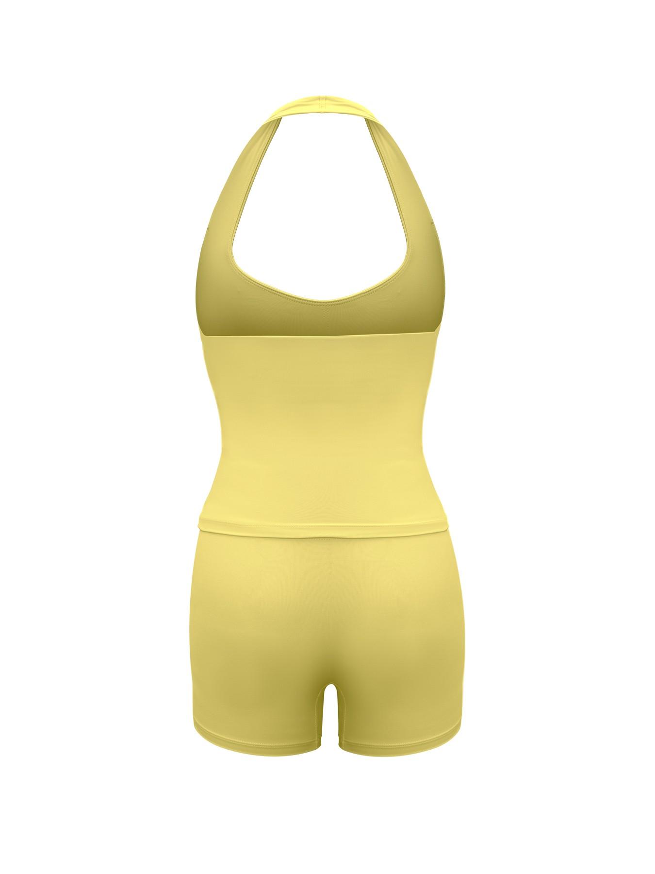 Sexy Backless Halter Top Set for Women, Seamless Tight-Fitting Shorts, Casual Yoga Running Pilates, Comfortable Daily Wear