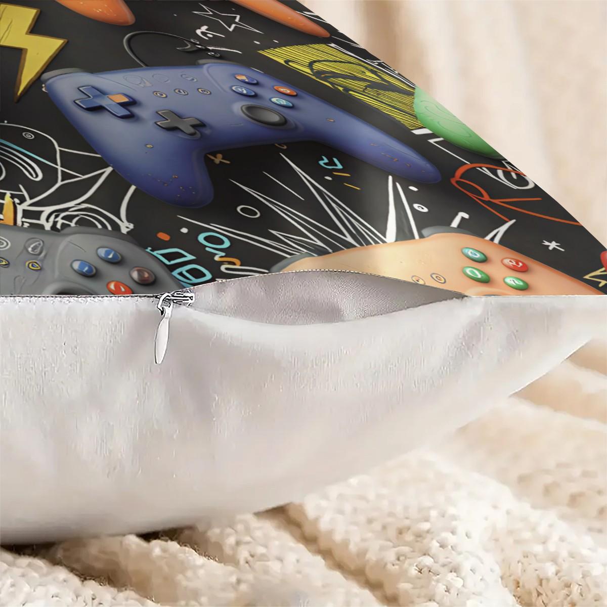 Soft and Comfortable Game-Themed Throw Pillow (with Pillow Insert), Game Controller-Shaped Cushion, Cool Game Decorative Pillow, Suitable for Boys and Teenagers, Can be Used as A Decorative Throw Pillow Gift for Sofas, Bedrooms, Travel, Etc.