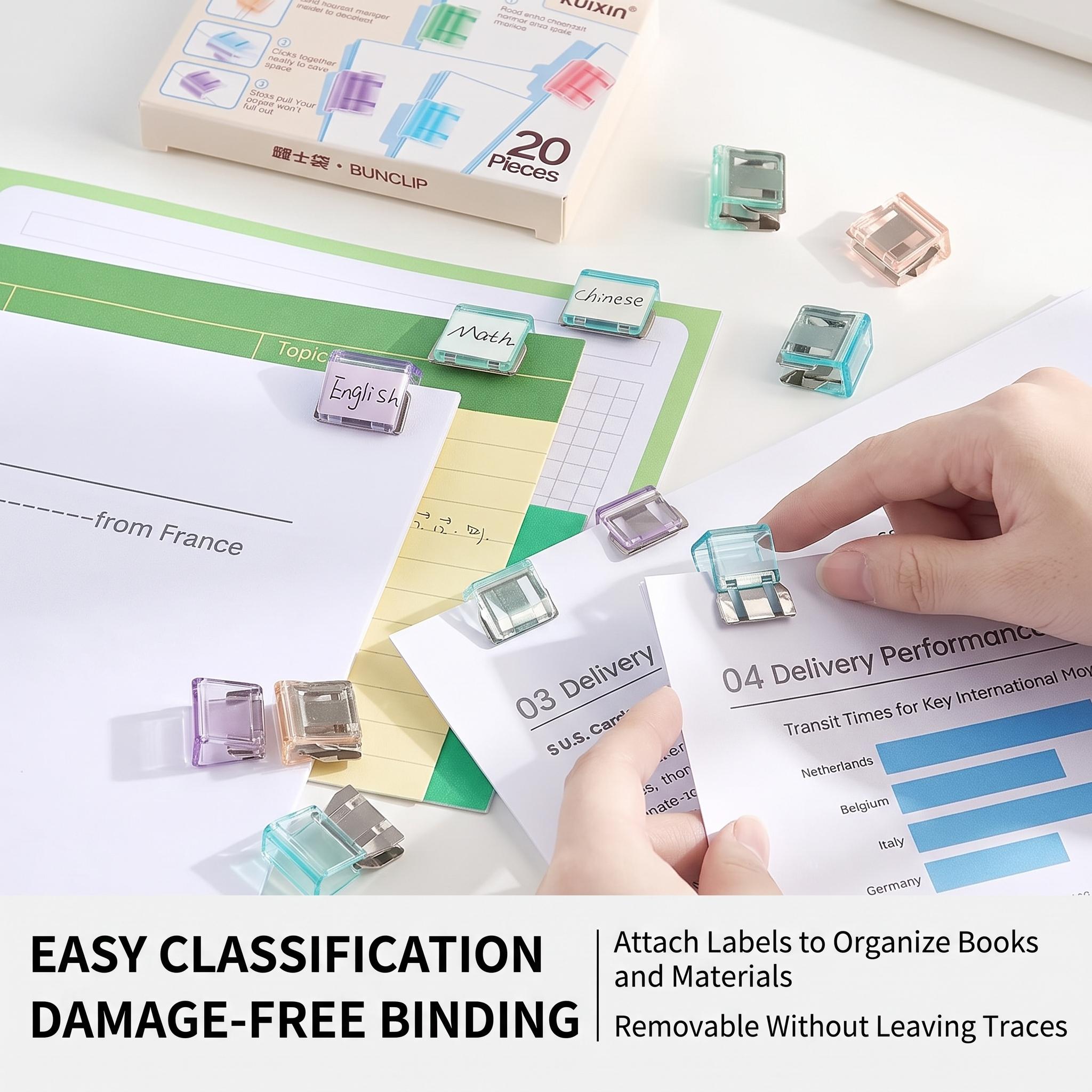 Push Paper Clips & Binder Clips, 40 Pack Medium Reusable Heavy Duty Clamps, No Damage No Marks, 50 Sheet Capacity for Office, School, Home Organization-YY2