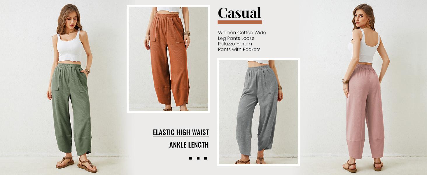 Molitree Womens Baggy Wide Leg Pants Casual Elastic Waisted Palazzo Harem Pants with Pockets Molitree Womens Baggy Wide Leg Pants Casual Elastic Waisted Palazzo Harem Pants with Pockets