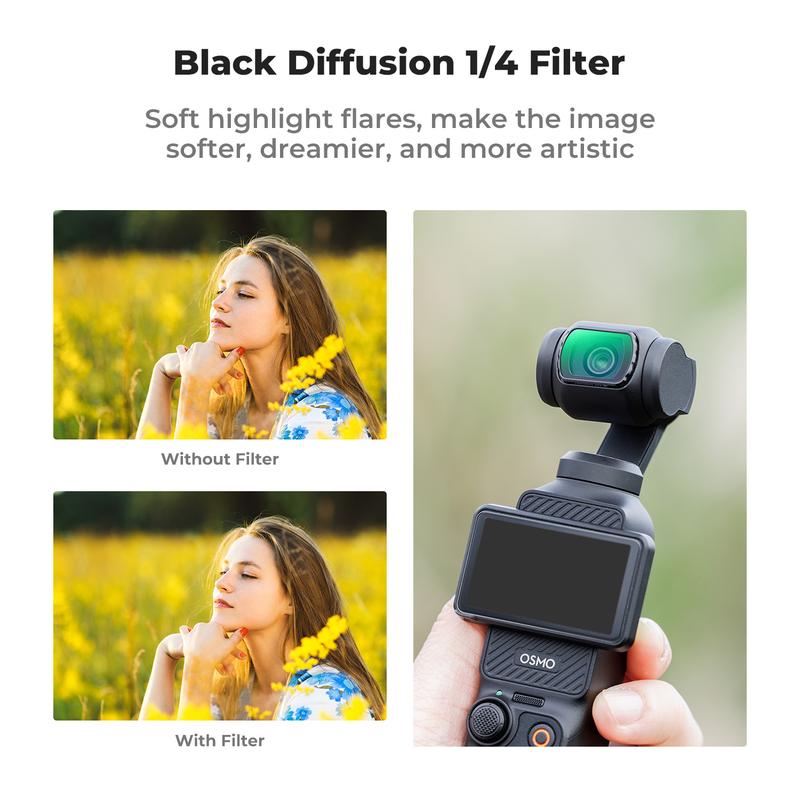 【K&F CONCEPT】Magnetic Effect & ND & CPL Filter Set Compatible with DJI Osmo Pocket 3, 3 Pack CPL Black Diffusion 1/4 ND2-32 Filters Accessories, HD Optical Glass/Multi-Coated