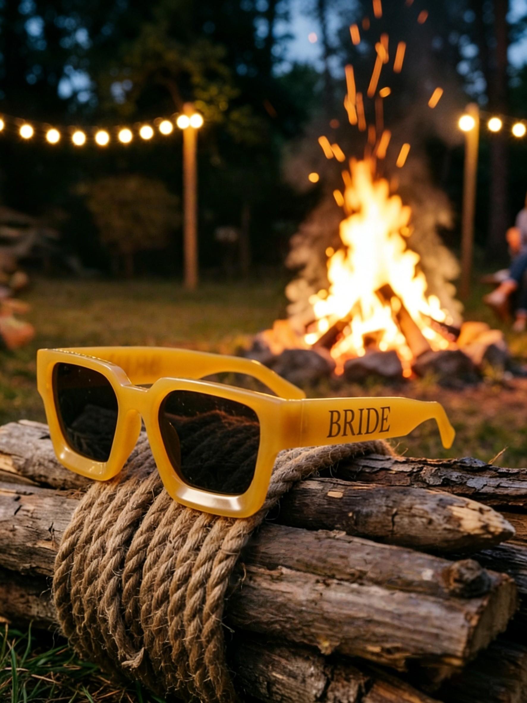 Women's Bride Sunglasses, Letter Design, Rectangular Small Frame, Multi-Color Options, Elegant Wedding Accessory, Party Style