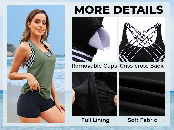 Aqua Eve Three Piece Athletic Tankini Swimsuits for Women with Swim Tank Tops with Boy Shorts and Sports Bra Modest Bathing Suit Aqua Eve Three Piece Athletic Tankini Swimsuits for Women with Swim Tank Tops with Boy Shorts and Sports Bra Modest Bathing Suit