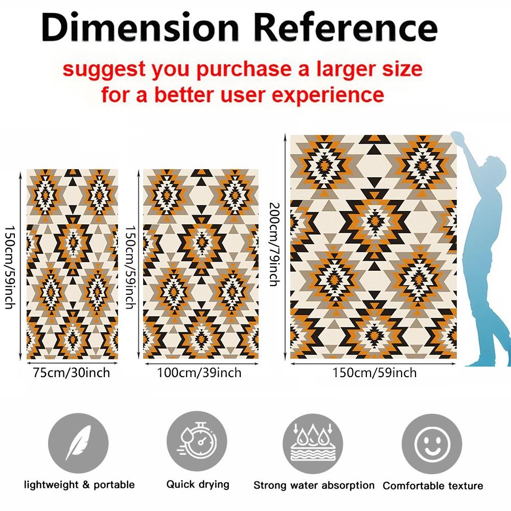 Southwestern/Boho/Aztec Geometric Digital Print Beach Towel, Quick Dry Pool Towel, Ideal for Camping & Bath, Perfect Gift for Beach Pool & Vacation Goers