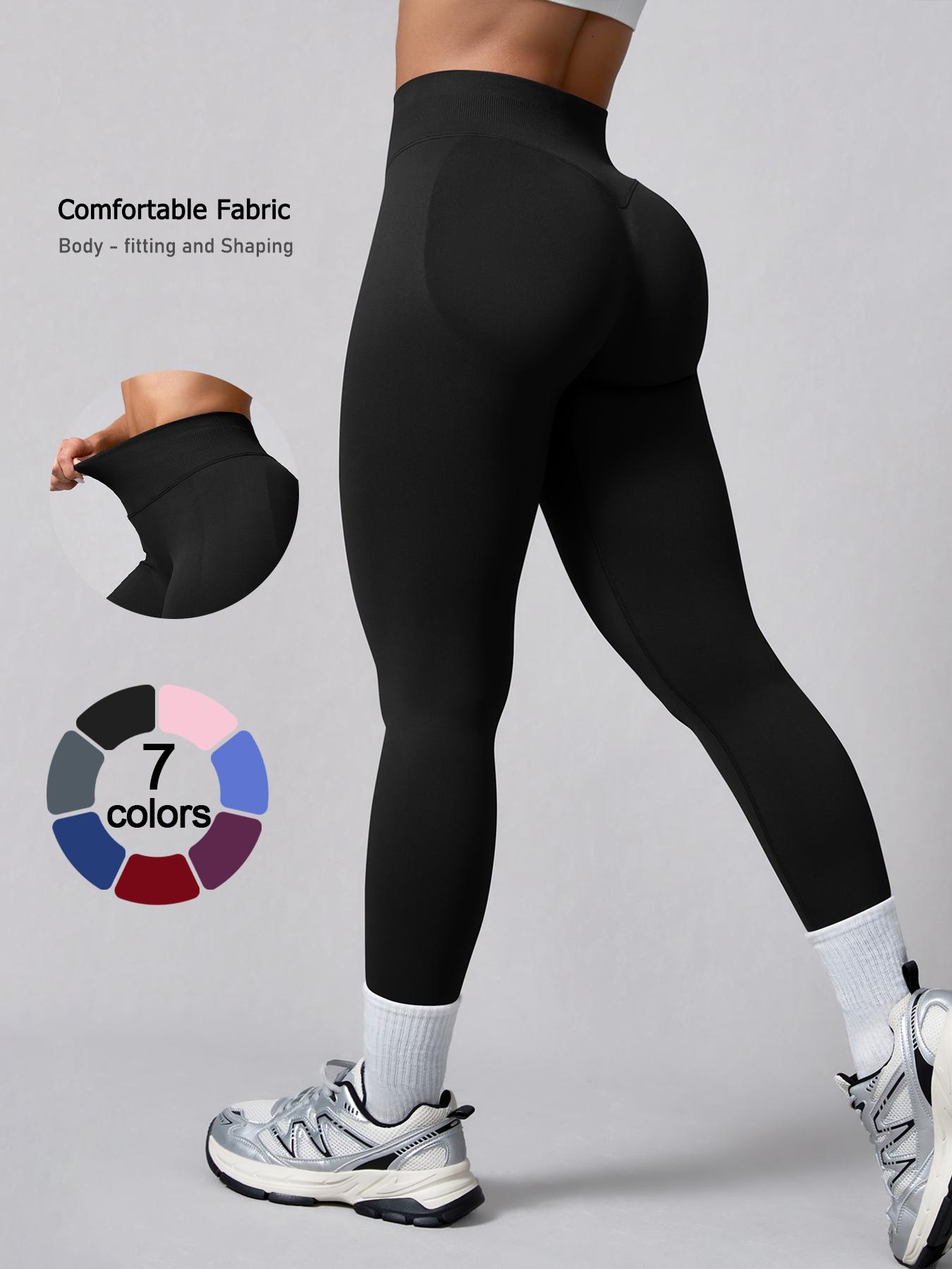 Women's Seamless High-Waisted Sporty Leggings, Gym Fitness Leggings, Tight-Fitting Knit Fabric, Butt-Lifting Yoga Pants for All Seasons, Seamless Workout Leggings