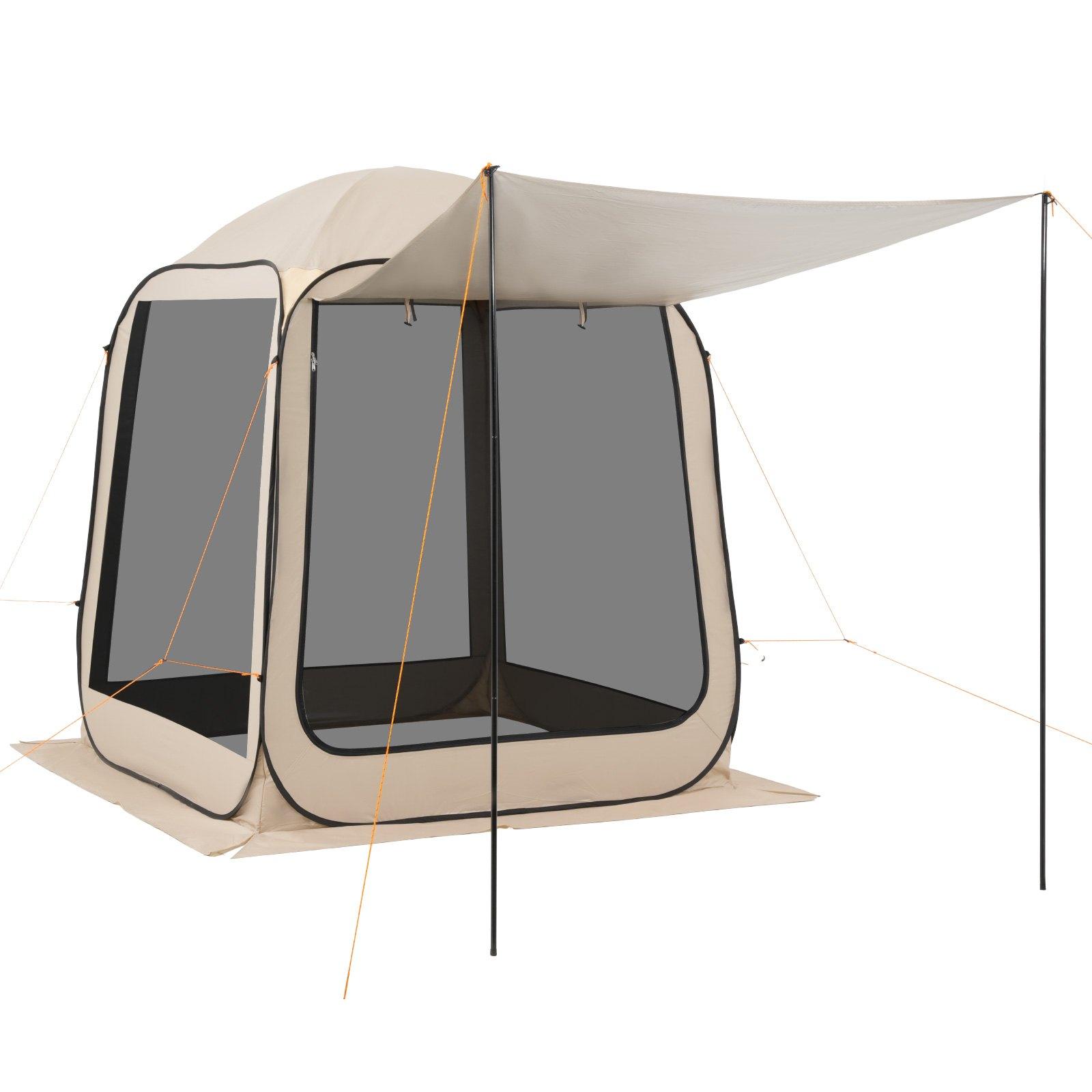 VEVOR Screen House Tent, 6 x 6 ft, 4-6 Person Pop Up Screen Tent with Extended Awning, Portable Screened in Canopy with Carry Bag, Netting Sides, for Patio, Backyard, and Outdoor Activities, Beige