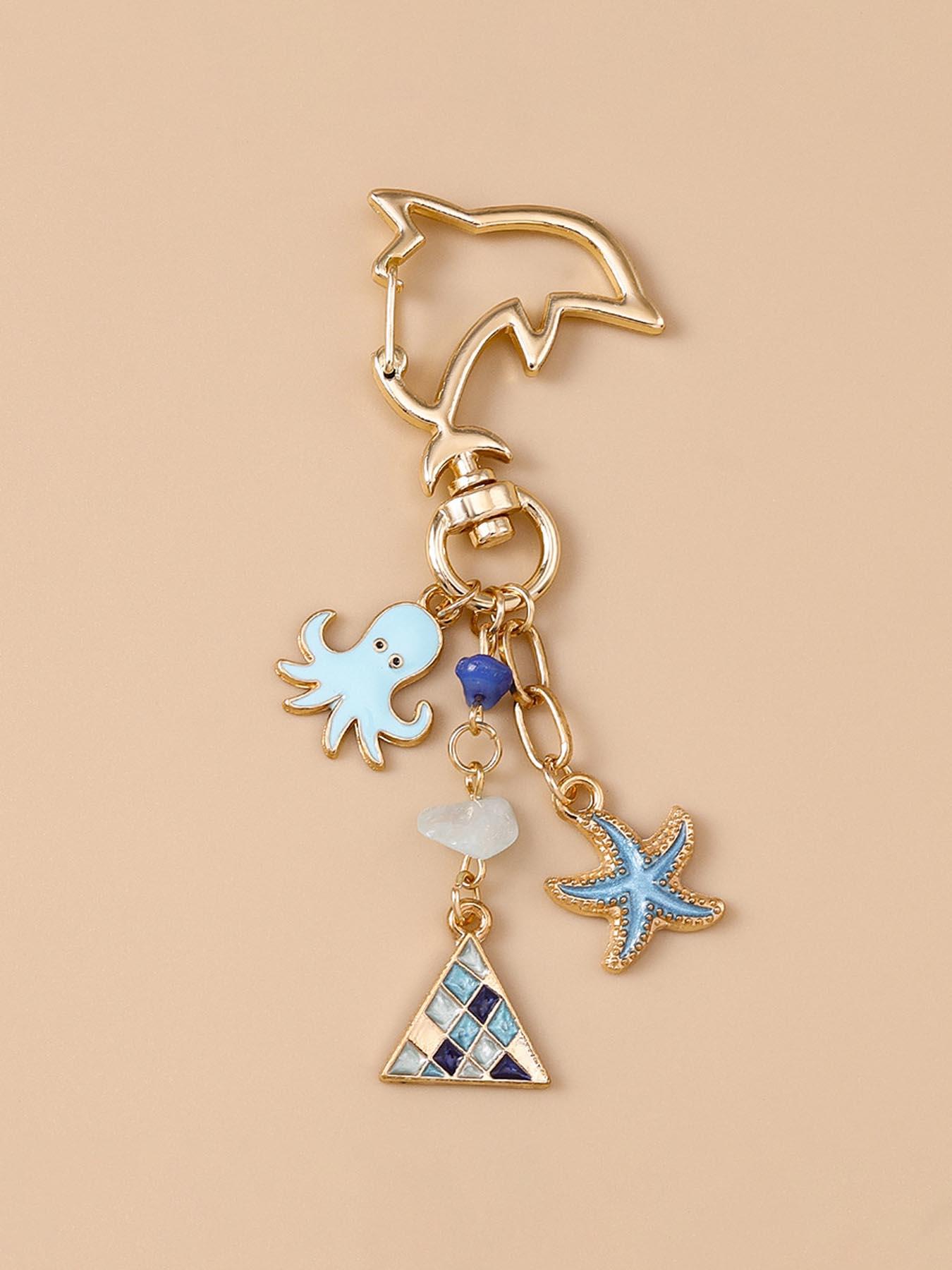 Colorful Starfish Shell Keychain, Cute Bohemian Style, Versatile Key Chain, Beach Bag Accessory, Unisex Design, Perfect Gift