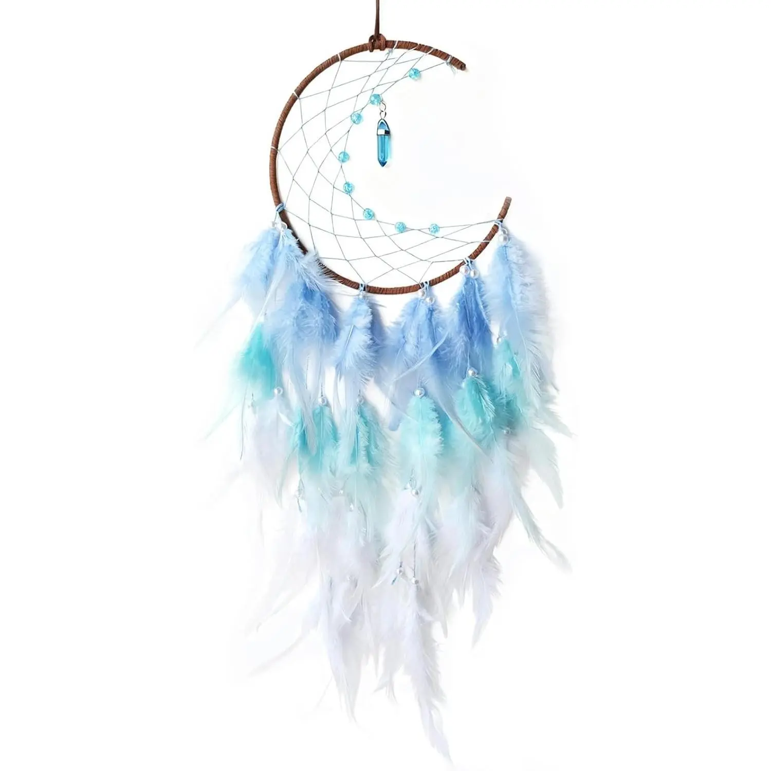 Handmade Feather Dream Catcher with Pendant Wall Hanging Ornament for Bedroom Living Room Home Decor