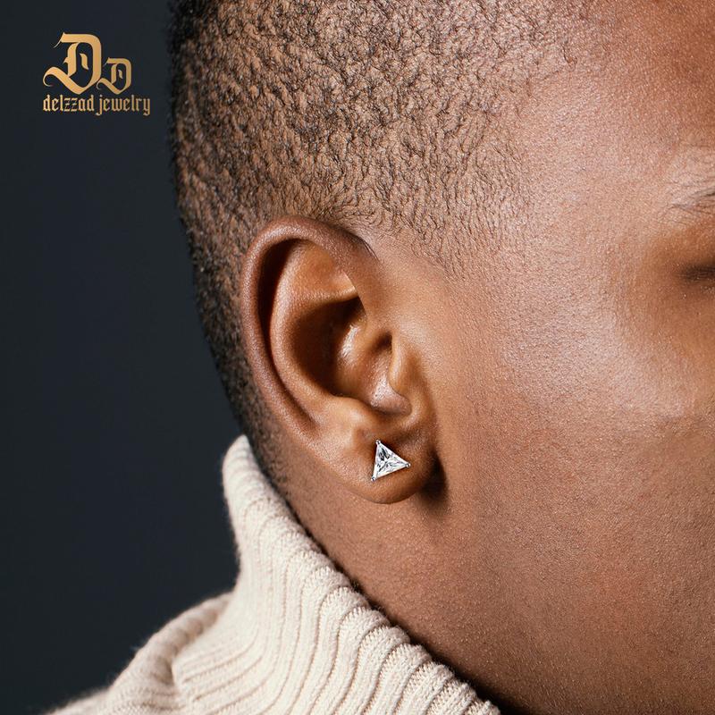 Delzzad Triangle Cut Earrings S925 Studs D Color VVS Synthetic Moissanite Unisex Hiphop Earrings Birthday Anniversary Mother's Day Christmas Gifts for Men Women Delzzad Triangle Cut Earrings S925 Studs D Color VVS Synthetic Moissanite Unisex Hiphop Earrings Birthday Anniversary Mother's Day Christmas Gifts for Men Women