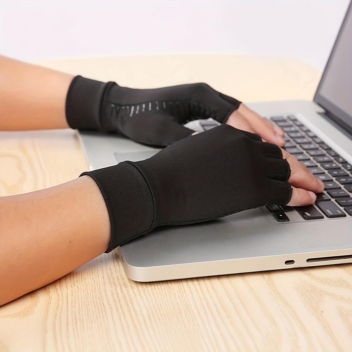 Copper Compression Arthritis Gloves Hand Support Copper Infused Fingerless Design Hand Brace For Carpal Tunnel RSI Rheumatoid Tendonitis Hand Pain Relief Computer Typing Breathable Material