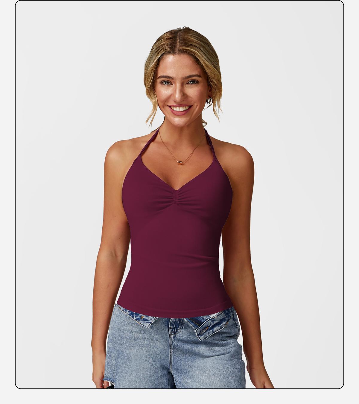 MFVIM Women's Fit Camisole with Built-in Bra Spaghetti Straps Basic Nylon Western Outfits Casual Sleeveless Cropped Tank Corset Spandex SpringStatements