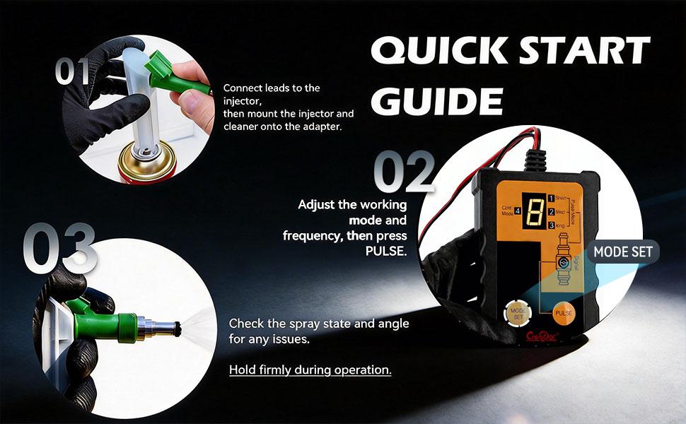 Creator Fuel Injector Testing and Cleaning Tool Kit, 8 Pulse Modes, 4-Wire Dual-Channel Simultaneous Testing, 8 Adapter Sizes, 12V/5V Output for DIY Auto Repair