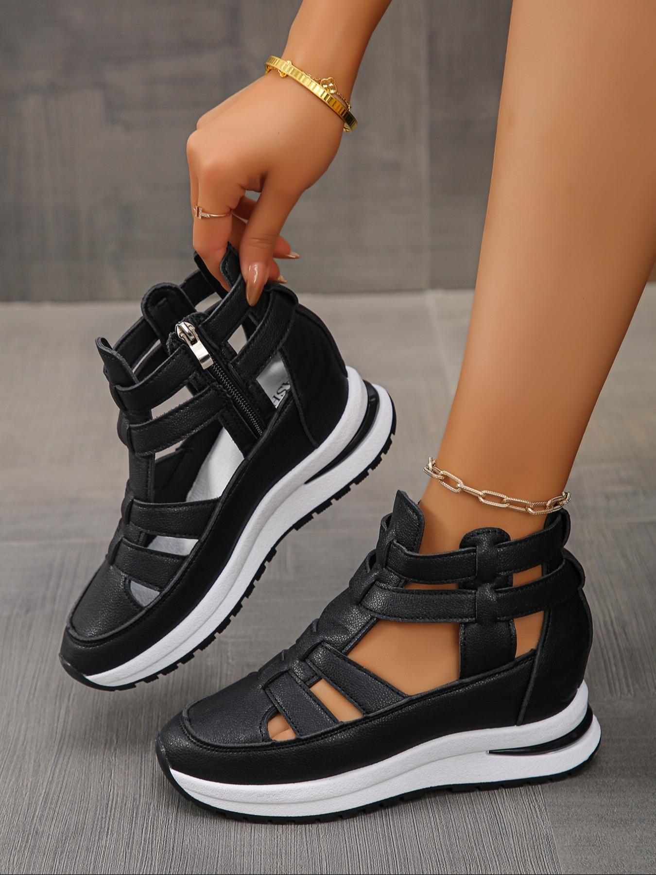 Fashionable Solid Color Platform Sandals, Casual Comfortable Sandals for Summer, Female All-match Round Toe Sandals for Daily Wear, Walking Shoes, Ankle Strap Sandal
