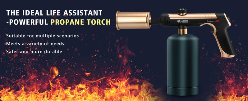 ARTFLAMM Powerful Propane Torch Gun with Turbo Mode, Charcoal Torch with Safety Lock, Blow Torch for Cooking, BBQ, Searing Steak, Grill(Tank Not Included)