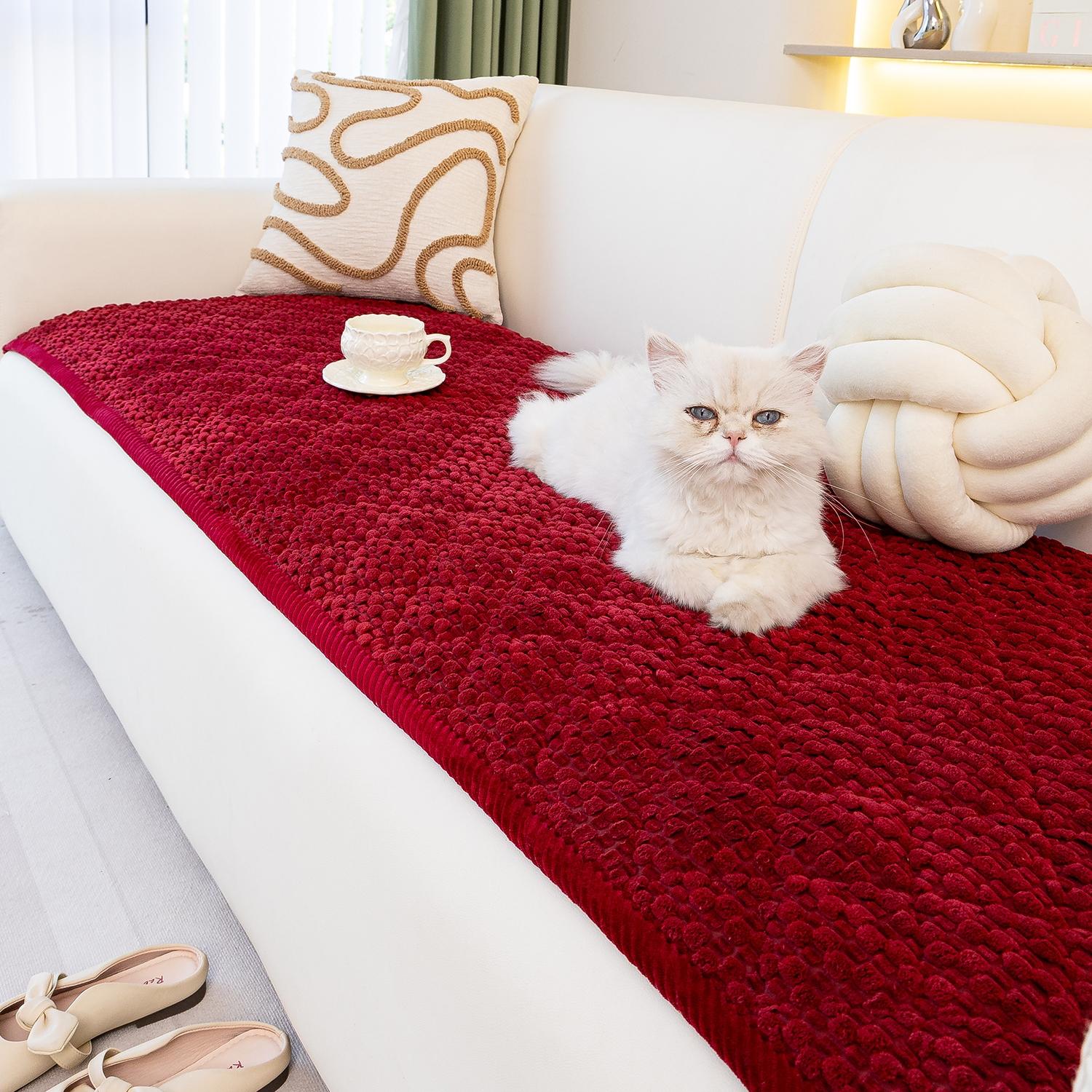 1pc Single Solid Color Bubble Velvet Sofa Pad, Soft Skin-Friendly Material, Pet-Friendly Anti-Slip Design, Machine & Hand Washable, Fits Single to Five-Seater Sofas