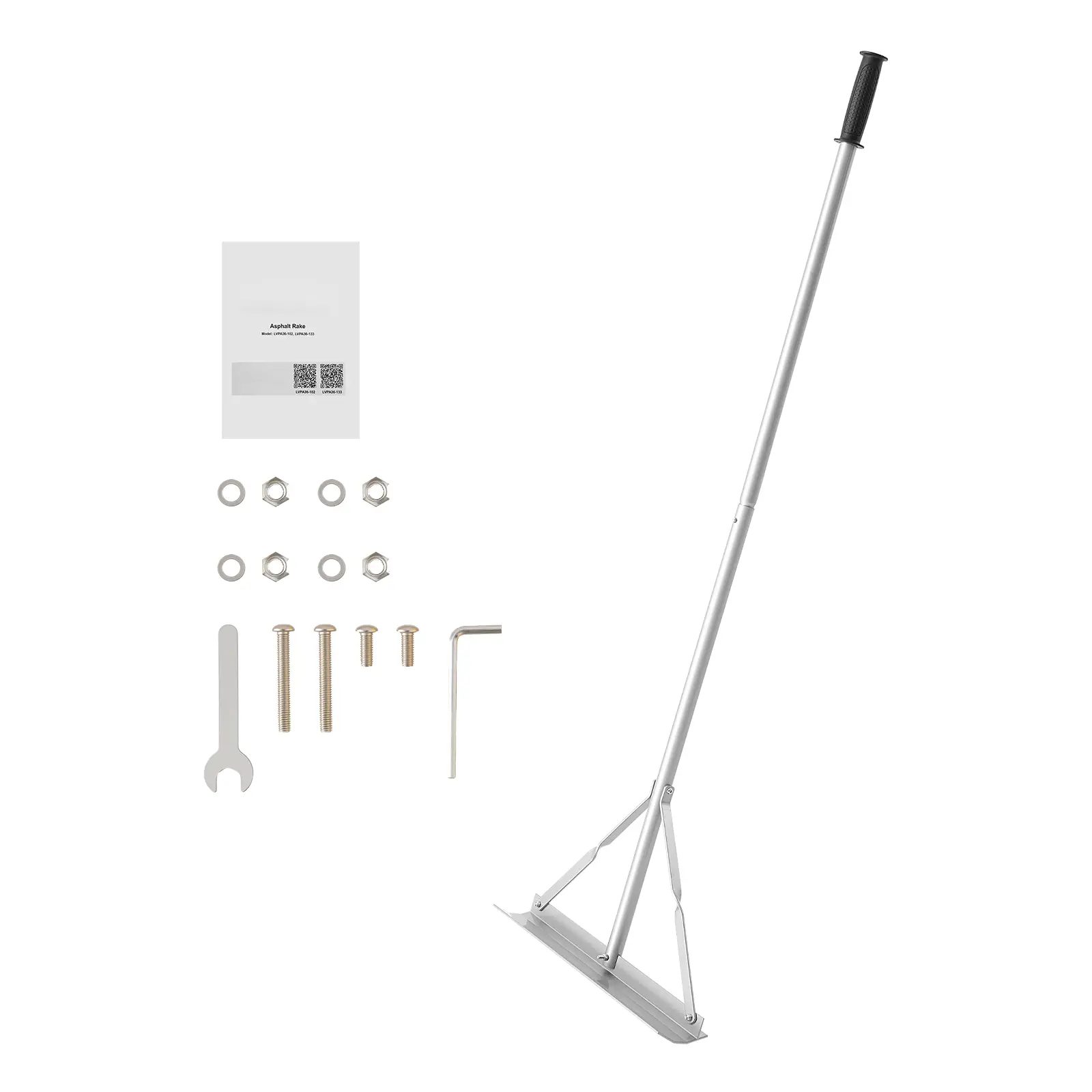 Landscape Rake, 60 inch Handle 20 inch Wide Head, Large Heavy Duty Aluminum Landscaping Level, Asphalt Rake Tool for Asphalt & Land Leveling, Concrete Paving, Sand Flattening, No Teeth