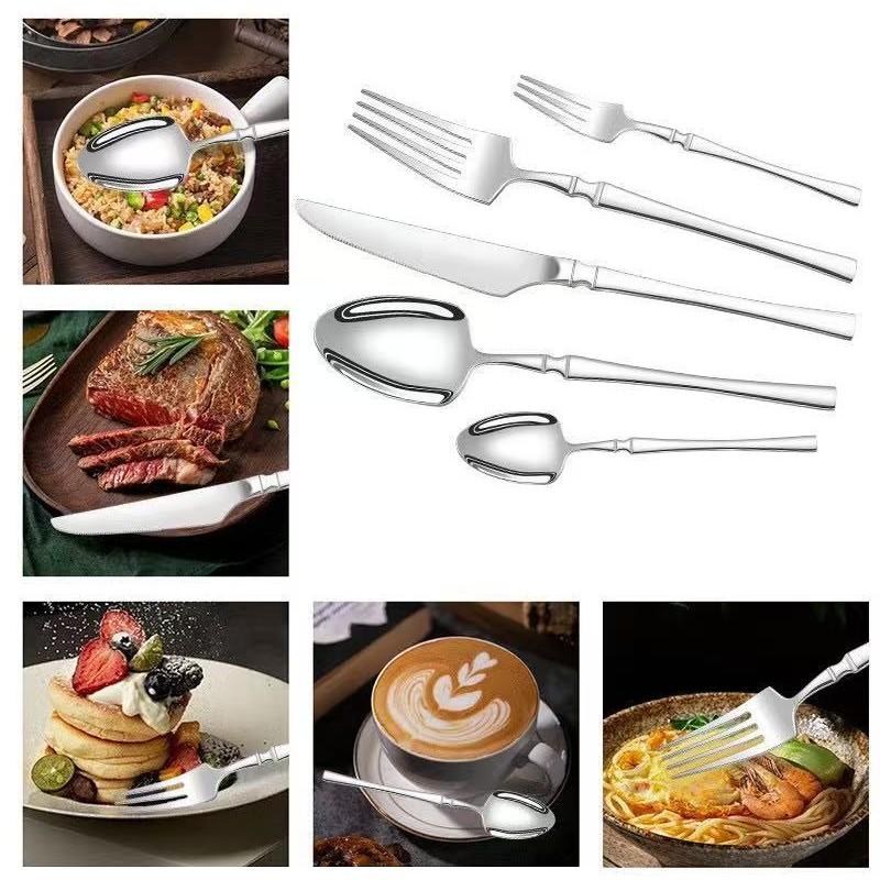 20-Piece Silverware Dinner Set, Stainless Steel Material, Suitable for Four People, Includes Knife, Fork, Spoon, Elegant Tableware