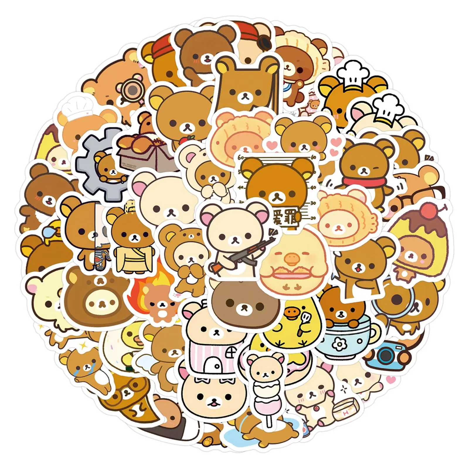 1050Pcs Kawaii  Cute Rilakkuma Stickers Bear Vinyl Waterproof for Laptop Phone Case Notebook Water Bottle DIY Stickers