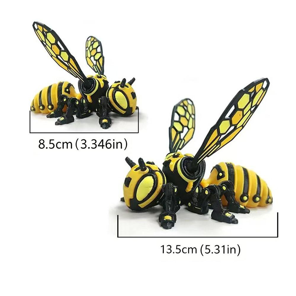 2pcs/set 3D Printed Bee Model Figurines, Mechanical Wind-Up Insect Figurine, Cyber Mechanical Insect Figurine, Movable Details, Decor Figurine Ornaments, Technological Insect Decoration, Table Decoration, Parent-Child Interactive