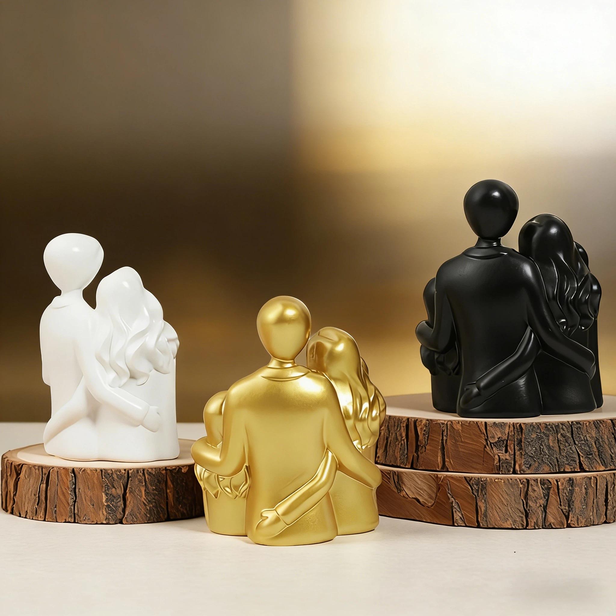 Warm Family Resin Sculpture, Healing Series, Multiple Colors Available, Entryway TV Cabinet Decor, Perfect Gift for Holidays