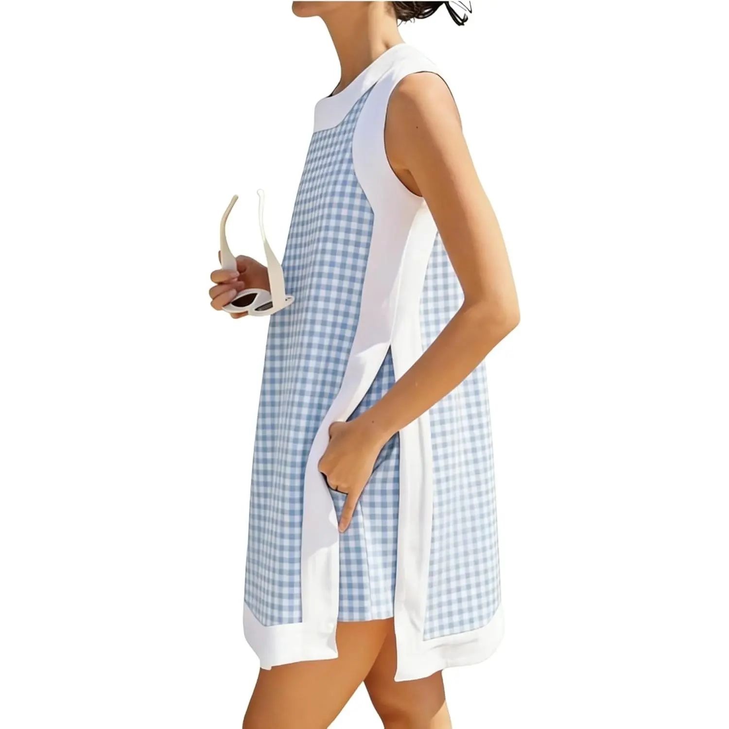 Two Piece Set for Women Casual Summer Plaid Sleeveless Tank Tops Matching Shorts Gingham Check Outfits