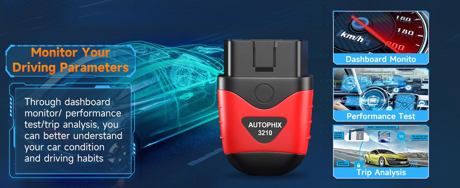 AUTOPHIX 3210 Bluetooth OBD2 Scanner, Wireless Check Engine Code Reader, Automotive Scan Tool Diagnostic Scanner with Battery Performance Test, Exclusive APP for iOS, iPad & Android