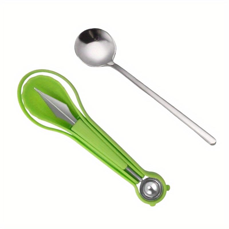 4pcs 3-In-1 Fruit Ball Digger, Melon and Fruit Corer, Seed Remover, Peeler, Stainless Steel Multi-Function Melon Cutter, Carving Knife
