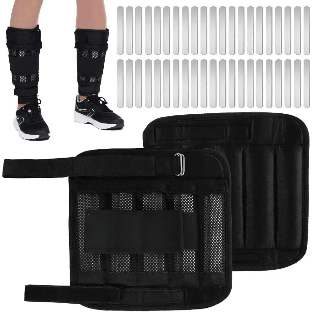 Unisex Adjustable Wrist-Ankle Weights with Removable Steel Bars, 1 Pair No-Leakage Weighted Bands for Walking, Yoga