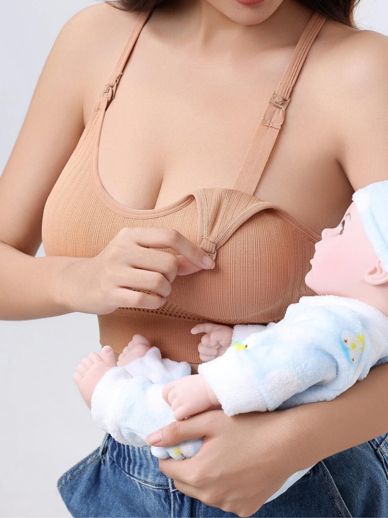 Maternity Solid Color Seamless Nursing Bra, Soft Supportive Detachable Chest Pad Pregnancy Maternity Bra, Maternity Underwear for All Seasons