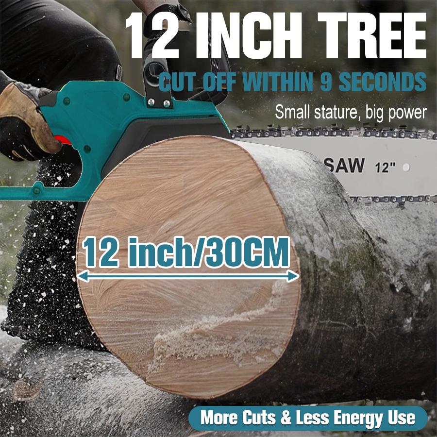 Chainsaw Cordless 12-inch, Electric HandHeld Chain Saw, 12-in Portable Chainsaw Battery Powered Saws for Trees Wood Cutting, 2 * 3.0Ah Battery and Charger Included Chainsaw Cordless 12-inch, Electric HandHeld Chain Saw, 12-in Portable Chainsaw Battery Powered Saws for Trees Wood Cutting, 2 * 3.0Ah Battery and Charger Included