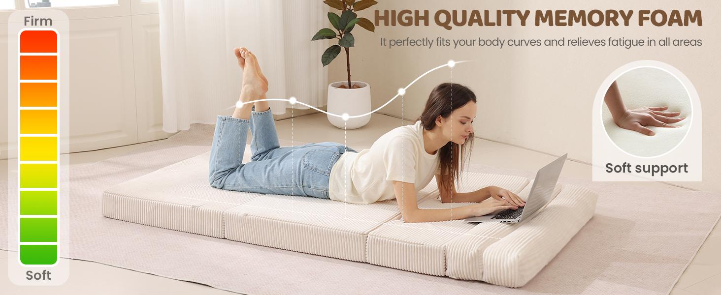 Juikury Folding Sofa Bed Comfy Sleeper Chair Couch Floor Sofa Foldable Mattress for apartment living room Bedroom furniture For Kid&Adults Pets Bed