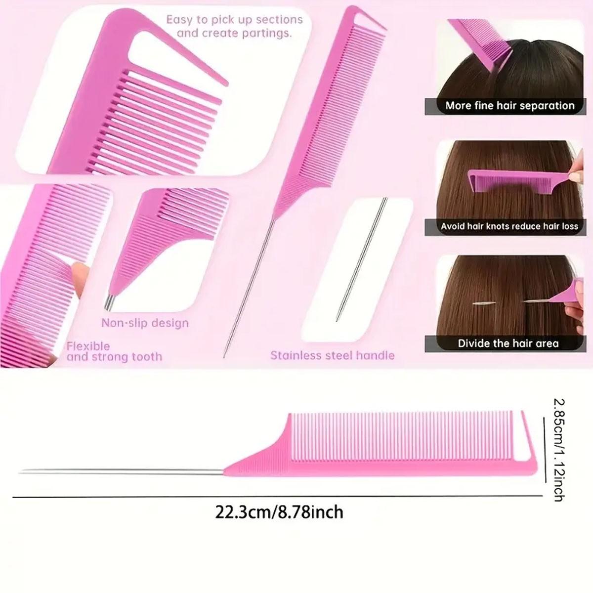 10/11PCS Hair Styling Tools Set with Edge Brush, Rat Tail Comb, Smoothing Brush, Hair Clips & Braiding Loop Tools, Slick Back Hair Styling Kit for Parting, Braiding, Detangling, Ponytails & Daily Hair Care, Salon Hair Accessories for Women & Girls