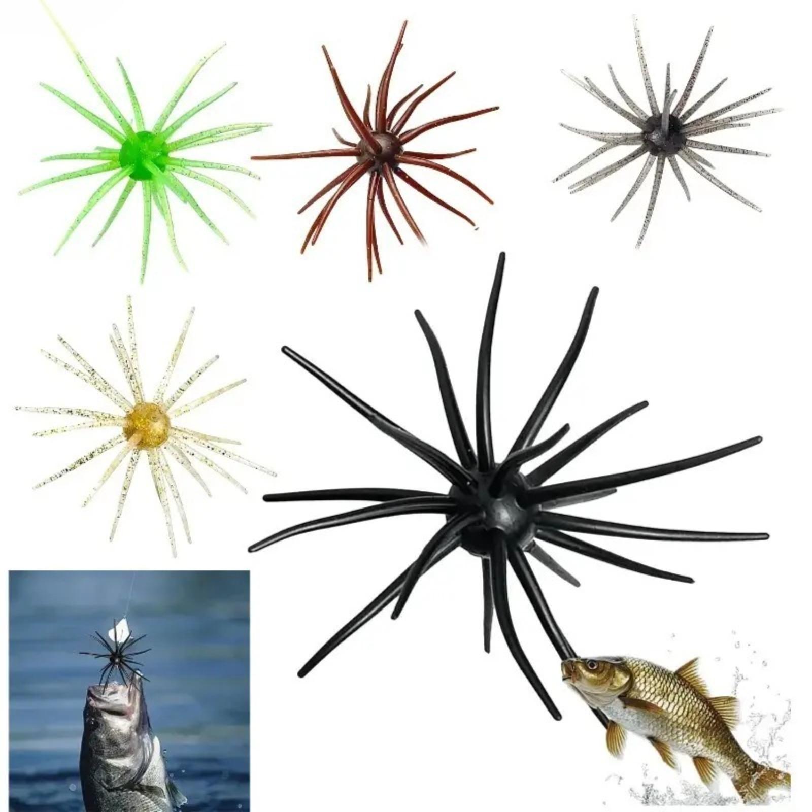 5Pcs/1Pcs Soft Artificial Fishing Lures Set, Simulation Sea Urchin & Soft Worm Baits, fishing bait lures girlFloating Water Balloon Lure Kit, Realistic Silicone Fishing Tackle for Bass, Snakehead, Catfish and Freshwater Game Fish
