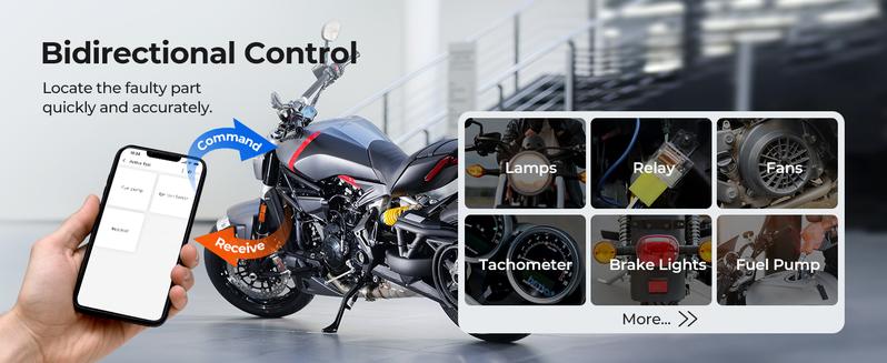 TOPDON TopScan Motorcycle Diagnostic Tool, Wireless Motorcycle OBD2 Scanner Fits for Harley, Ducati, BMW, All Systems Motorbike