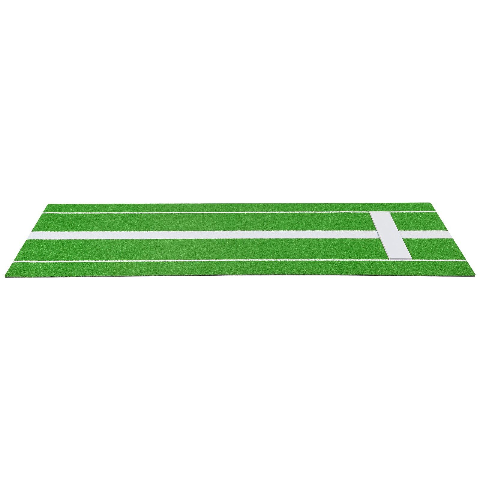 VEVOR Softball Pitching Mat, 10x3 ft Baseball Pitching Rubber Mound, Antifade Turf and Antislip Foam Backing Portable Training Aid, Fastpitch Equipment for Pitchers Indoor Outdoor Practice, Green