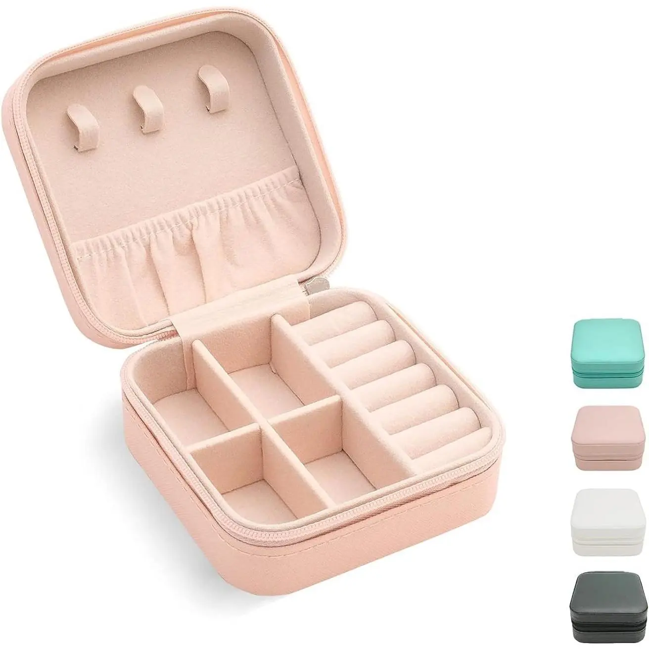 Mini Jewelry Travel Case, Small Portable Jewelry Organizer Display Storage Box for Rings Earrings Necklaces, Gifts for Girls, Women, Wedding, Birthday, Mom, Mother's Day (Pink)Gift