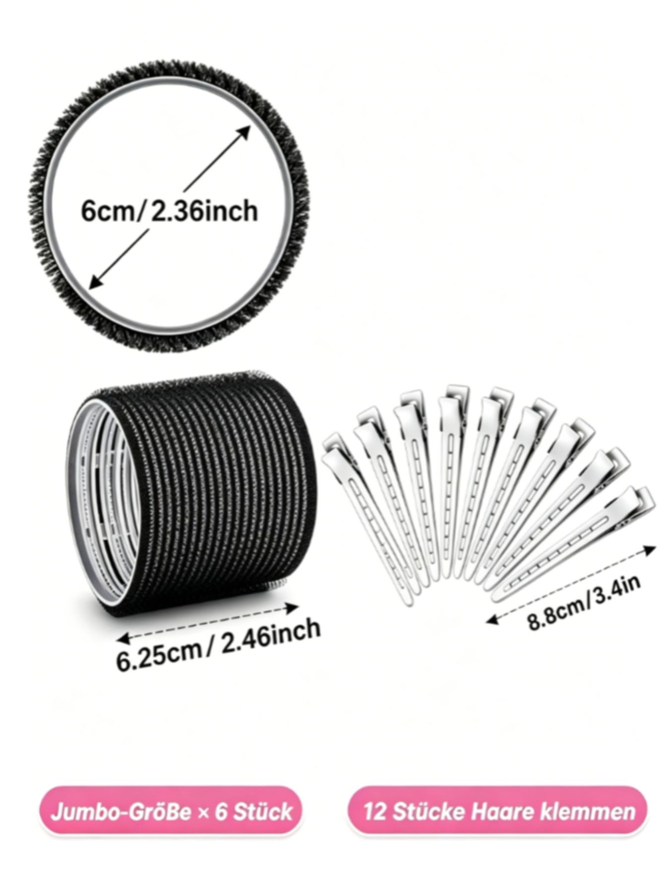 24 Pieces - 12 Jumbo Rollers and 12 Clips for Long Thick Hair Volume Brush Heatless Curling No Heat Curler Hair Tools Styling Tools