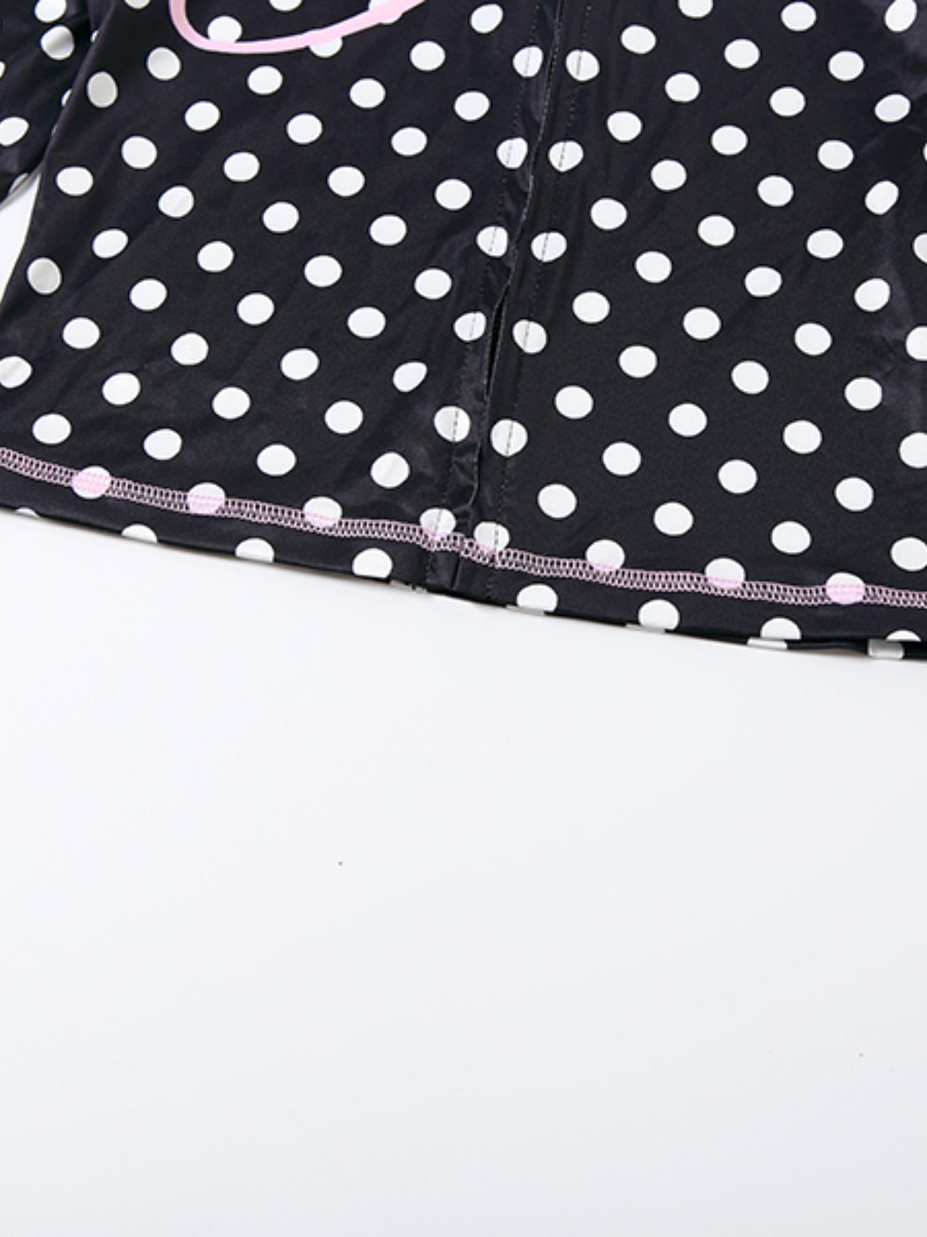 Women's Autumn New Polka Dot Letter Print Sexy Cropped Top Long Pants Set Outfit, Casual Chic Style, Thin Silk Fabric, Spring & Fall