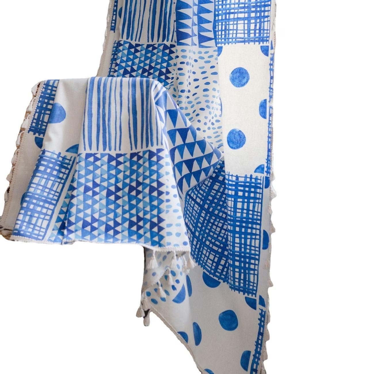 1PC Bohemian Style Geometric Patchwork Print Curtains, Living Room Bedroom Kitchen Drapes, Casual Boho Design, Finished Curtain Set