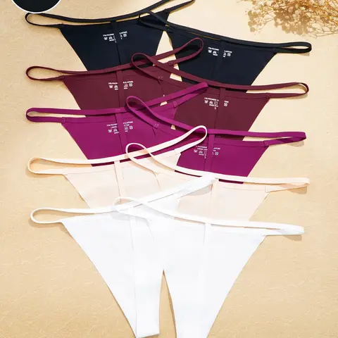 10-Pack Seamless Sexy Plain Comfortable Breathable Women's Thong Underwear, Fashion Fitted Sexy Girl Style Panties, Seamfree Panties, All Seasons