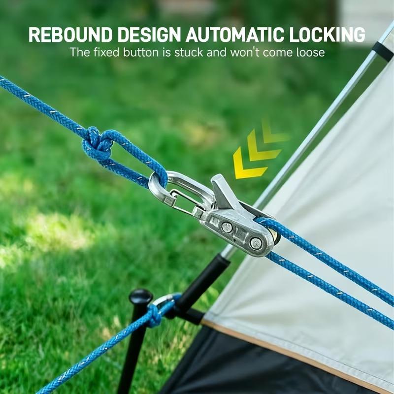 8-Piece rope set with roller tensioner with locking buckle for safe binding, suitable for camping, boating and outdoor activities